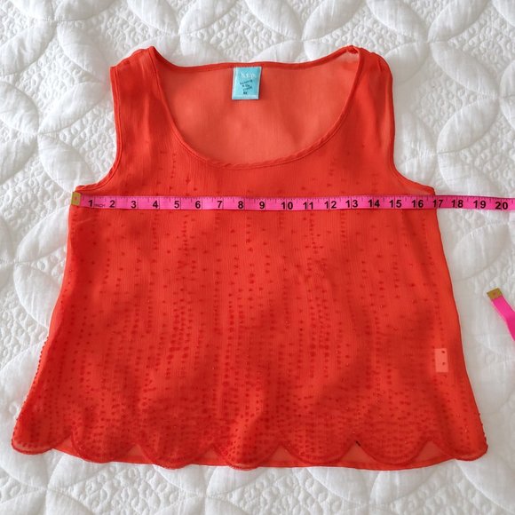 Beaded Sheer Orange Tank Top - Picture 4 of 7